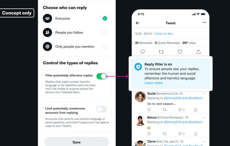 Twitter shows off new concepts for filtering and limiting replies
