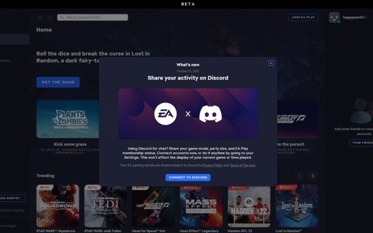 Discord now displays more detailed information about the EA games your friends are playing
