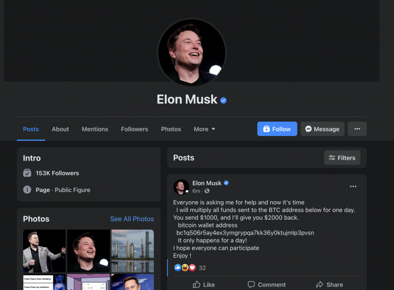 Facebook verified a Bitcoin scammer pretending to be Elon Musk