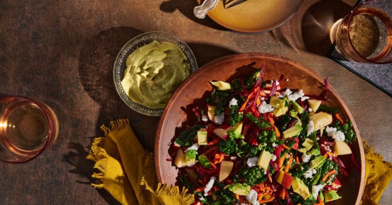 Recipe: A Filling Thanksgiving Kale Salad with Avocado-Tahini Dressing