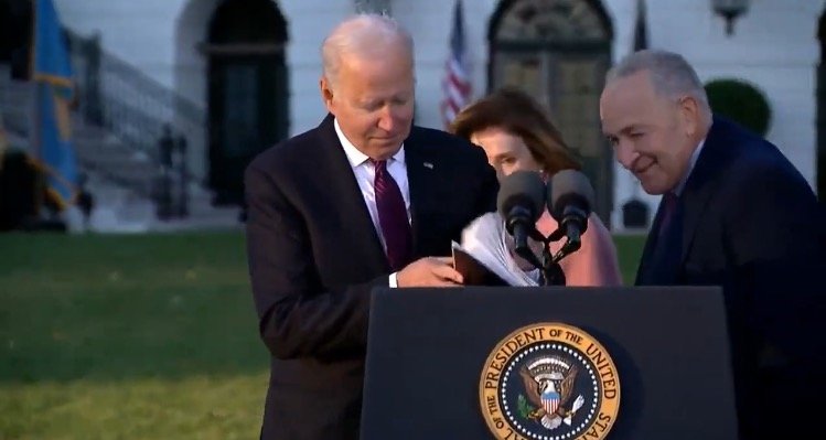 Biden Forgets His Mask, Tries to Find it, Then Gives Up After Insulting Kamala Harris’ Husband During Infrastructure Signing Ceremony (VIDEO)
