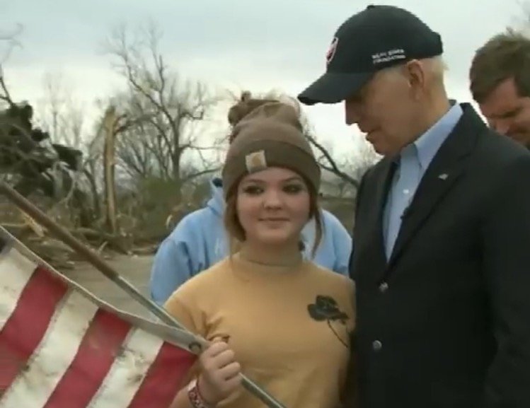 Joe Biden Gets Touchy-Feely with Young Girls as He Surveys Tornado Damage in Kentucky (VIDEO)