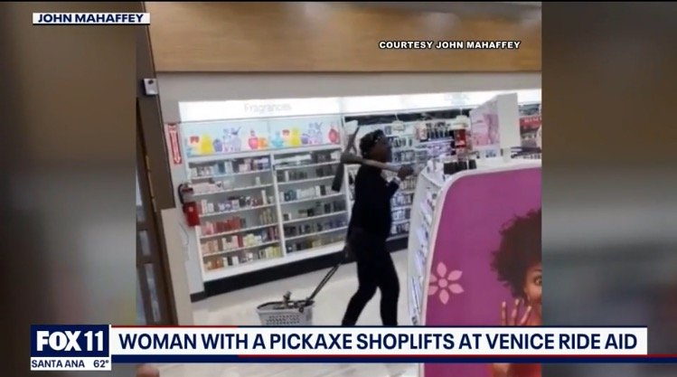 Woman Armed with Pickaxe Shoplifts in Broad Daylight at Los Angeles Rite Aid (VIDEO)