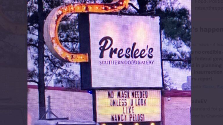 Leftist Customers Angry At Restaurant’s Anti-Pelosi Sign, But Owner Refuses To Bend To ‘Cancel Culture Renegades’