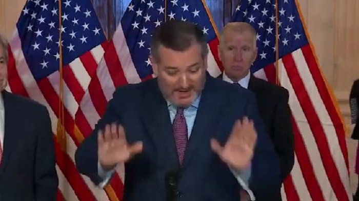 Irate Ted Cruz Slams Podium in Disgust After Reporter Asks About Republicans Not Wearing Masks
