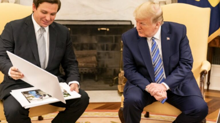 DeSantis Blames ‘Corporate Media’ For Trying To ‘Manufacture’ Feud Between Him And Trump