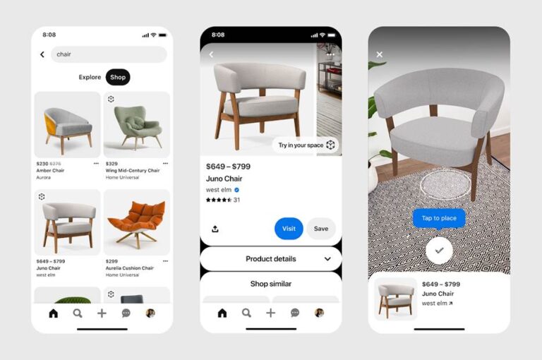 Pinterest adds augmented reality furniture shopping to its app