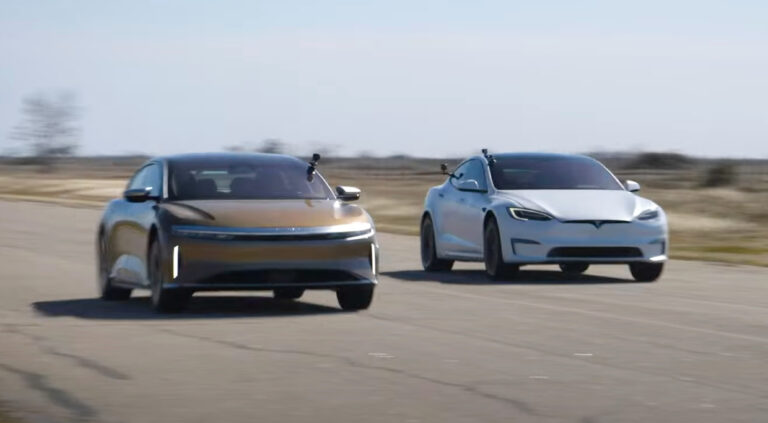 Watch a drag race between Tesla’s Model S Plaid and the Lucid Air
