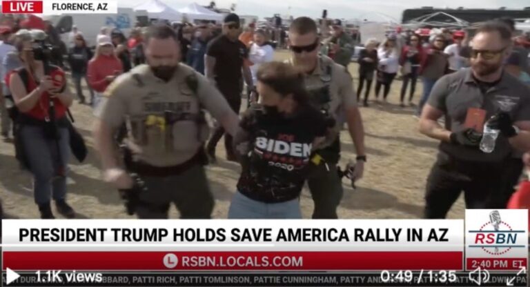 HAH! Rare Biden Supporter Spotted at Trump Arizona Rally — Cuffed and Escorted Off Premises by Police #FJB (VIDEO)