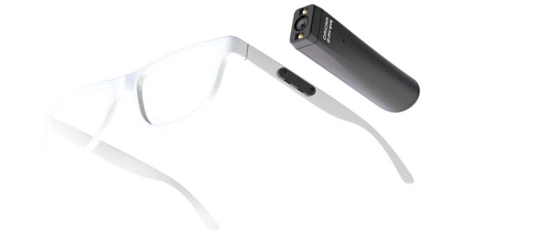 OrCam’s MyEye Pro clips to glasses to help visually impaired people read and identify faces