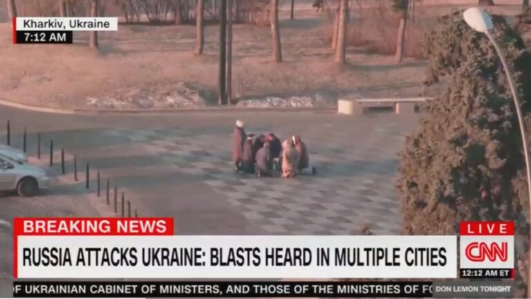Video Captures Group Of Ukrainians Kneeling And Praying As Russia Bombs Their Country