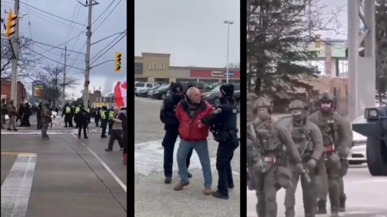 Wild Scenes in Canada As Military, SWAT, and Police are all Sent in to Make Arrests and Tow Away Vehicles At Ambassador Bridge (VIDEO)
