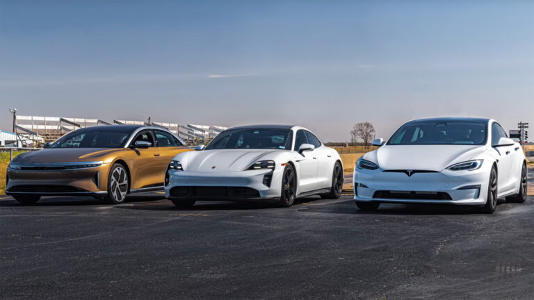 Watch Tesla, Lucid and Porsche EVs duke it out in a drag race