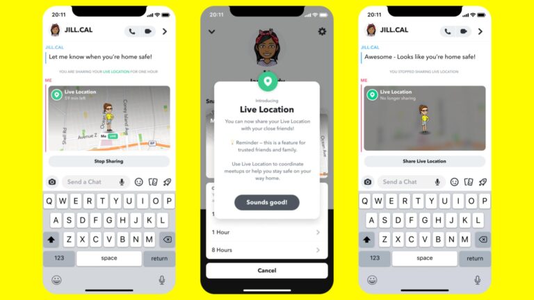 Snapchat adds real-time location sharing to its map