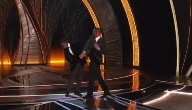 Will Smith Rushes Oscar Stage And Socks Chris Rock In The Face For Insulting His Wife
