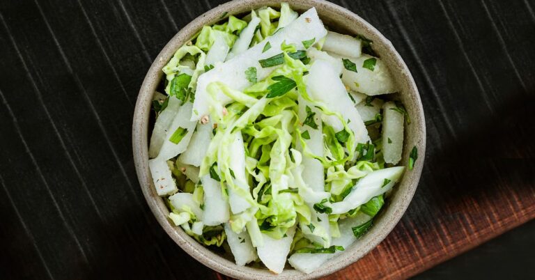A Quick Asian Pear and Cabbage Slaw Recipe With a Ton of Flavor Payoff