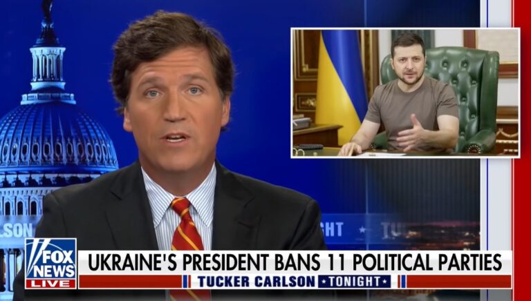 Tucker Carlson Calls Out Zelensky for Seizing Control of Ukraine’s Media Outlets and Banning Opposition Political Parties! “THIS IS AUTHORITARIANISM, IT’S NOT DEMOCRACY!”