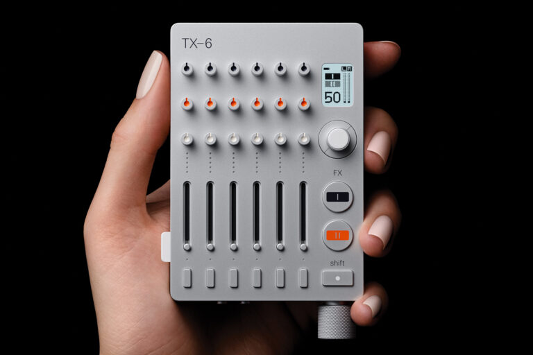 Teenage Engineering’s tiny handheld TX-6 mixer offers an instrument tuner