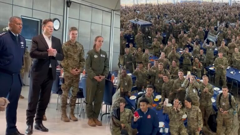 Air Force Academy Cadets Jump Out of Seats and ROAR for Elon Musk — Show More Excitement Than Military Does for Joe Biden (VIDEOS)