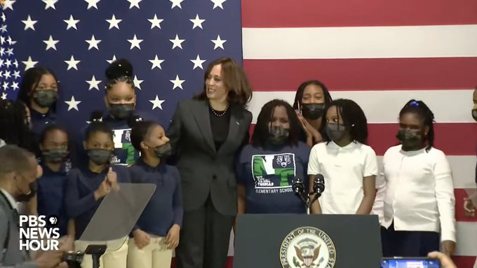 Maskless Kamala Harris Poses For Photos with Masked Children During Visit to DC Elementary School (VIDEO)