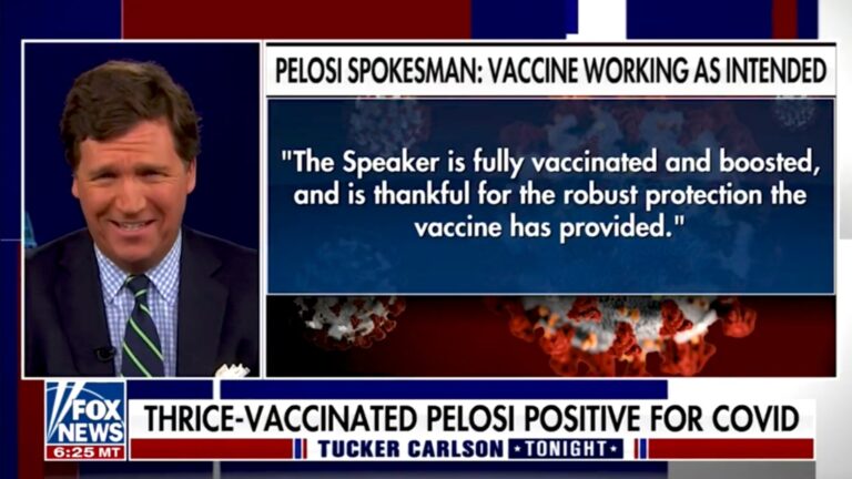 “Typhoid Nancy”: Tucker Carlson ROASTS Triple-Jabbed Nancy Pelosi for Claiming ‘Vaccines Work as Intended’ After Testing Positive for Covid