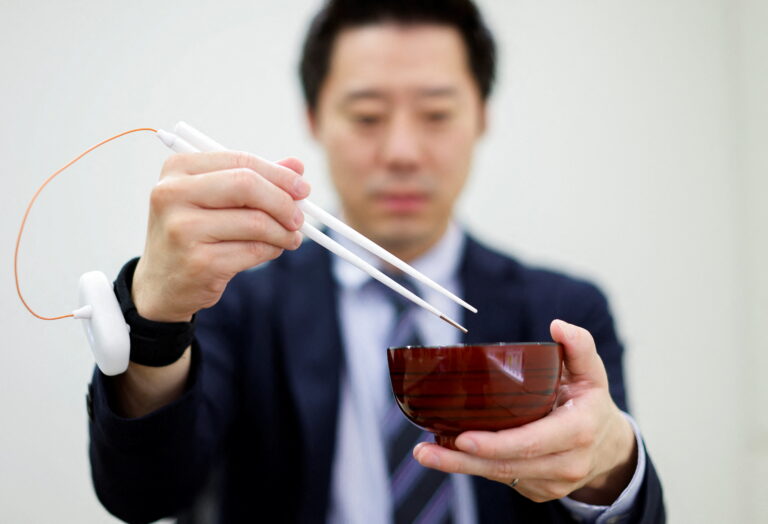 The lickable-TV guy created electric chopsticks to make food taste saltier