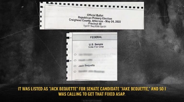 Arkansas America First Senate Candidate Jake Bequette’s Name Listed Incorrectly on Ballots, Election Officials Refuse to Correct It