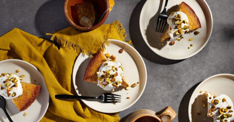 A Recipe for Pistachio Olive Oil Cake With Lemony Whipped Cream
