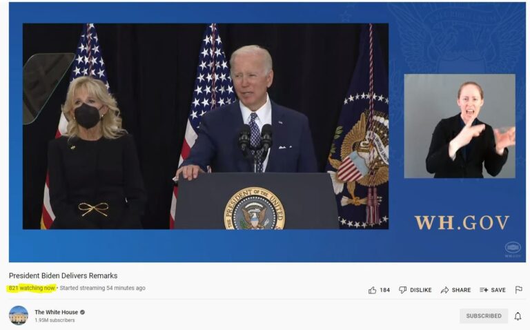 Joe Biden Delivers Nasty Speech Blaming Republicans After Leftist Shoots Up Buffalo Store — ONLY 821 People Tune In — But 81 Million Votes!