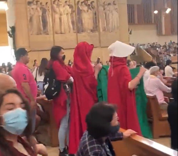 GODLESS LEFTISTS Storm Sunday Mass at Cathedral of Our Lady of Angels